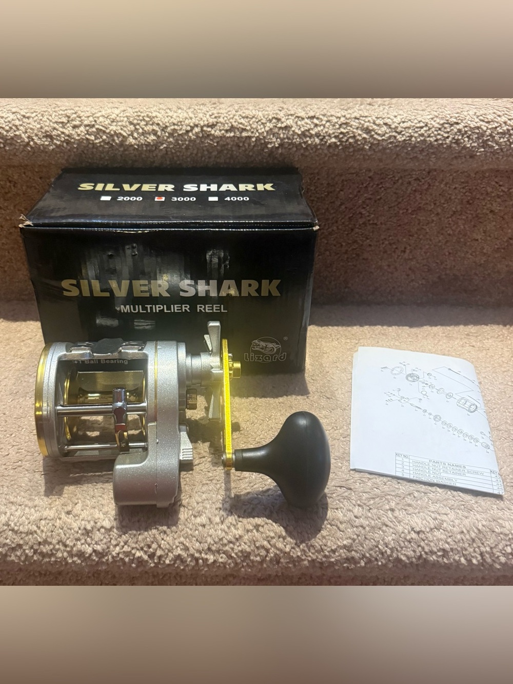 Lizard Silver Shark 3000 Line Counter Multiplier Fishing Reel 15+1 BB NEW